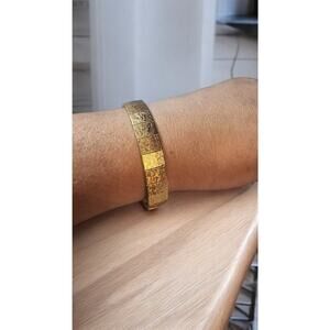 Emmons Textured Gold Tone Link Bracelet Vintage Classic Elegance